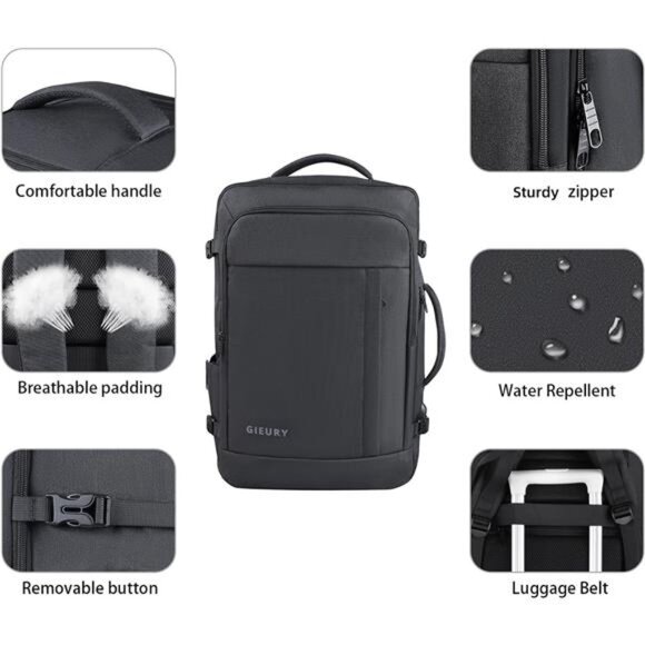 Carry On Backpack, 50L Travel Backpack, Luggage Backpack TSA Flight Approved - Picture 5 of 7